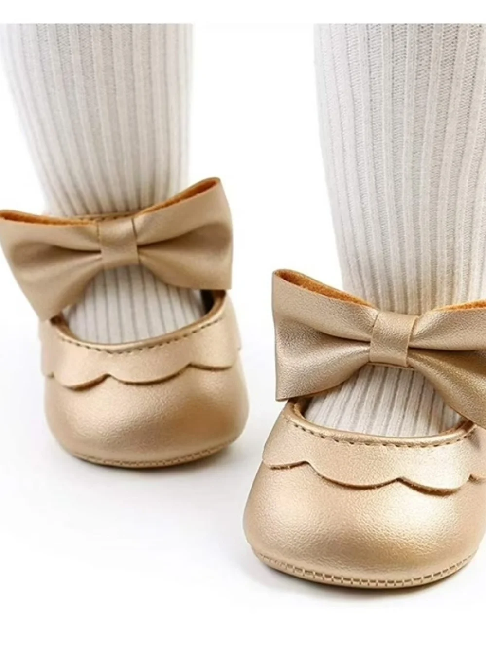 MYGGPP girl*prince Gold Bow Baby Girl Shoes sz 12